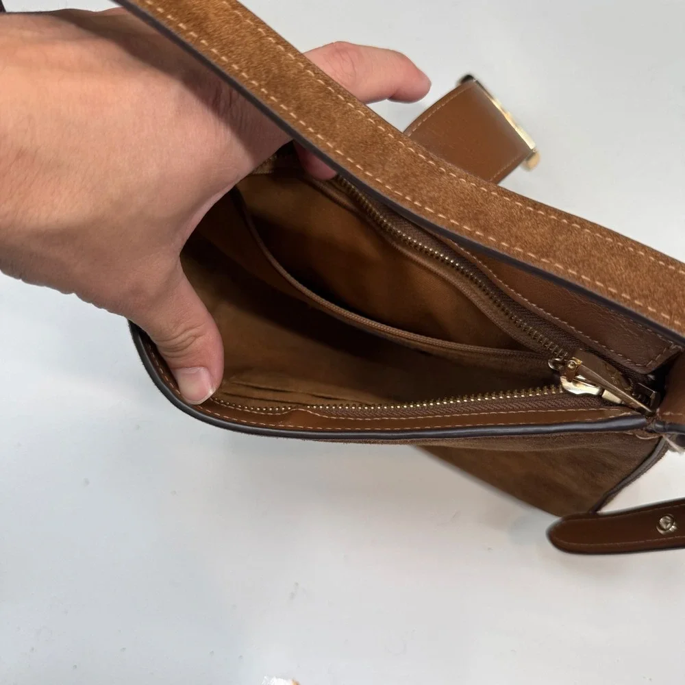 Coach Soho Shoulder Bag Brown Suede Leather Buckle Small Bag Y2K Boho Cute - Picture 5 of 7